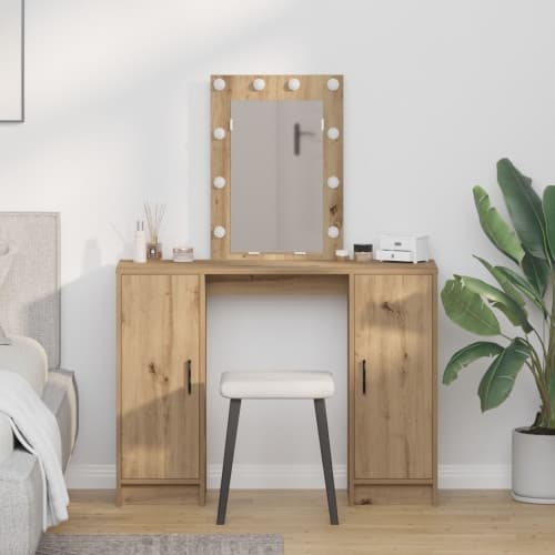 Sminkbord med LED-lampor artisan ek 102x33x135 cm