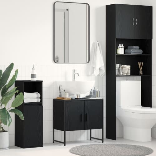 Tvättställ för badrum svart ek 60x33x60 cm konstruerat trä