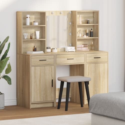 3 bitars sminkbord set Sonoma ek konstruerat trä