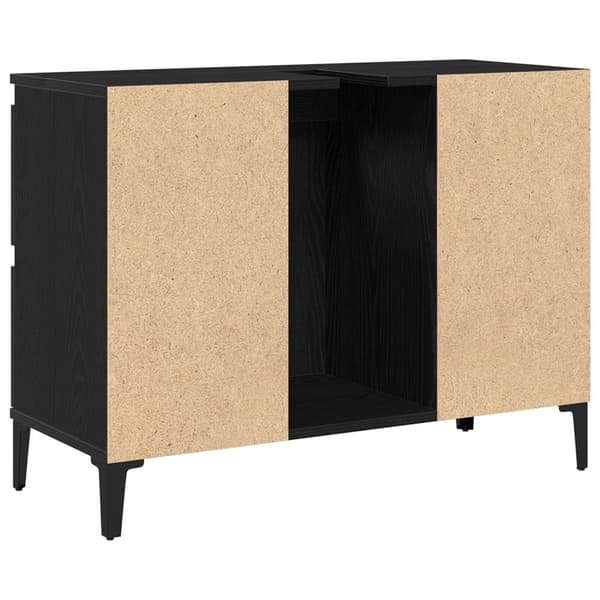 Badrumsskåp Skyddad Svart Ek 80x33x60 cm Trä