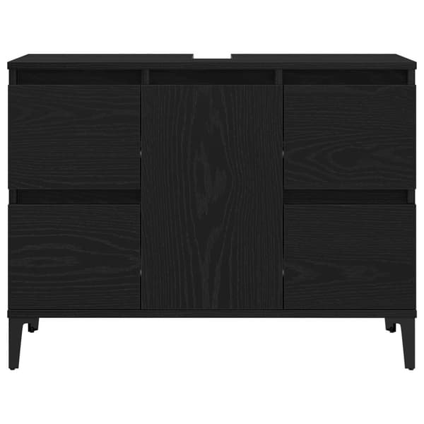Badrumsskåp Skyddad Svart Ek 80x33x60 cm Trä