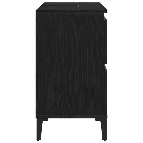 Badrumsskåp Skyddad Svart Ek 80x33x60 cm Trä