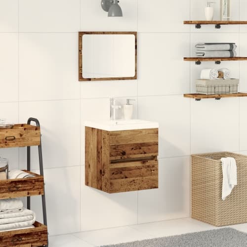 diskbänksskåp med inbyggt tvättställ svart ek engineered wood, vidaXL diskbänksskåp gammalt trä 41x38,5x45 cm engineered wood
