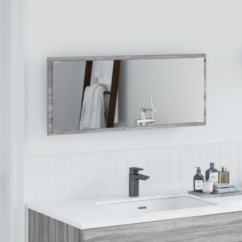Badrumsspegel med LED-ljus Grå Sonoma 90x8,5x37 cm