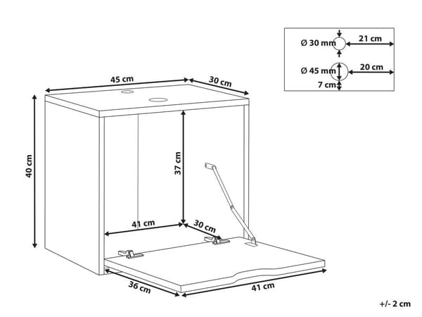 Badeværelsesskab sort MDF skabskorpus 44 x 40 cm med dør og hul til håndvask