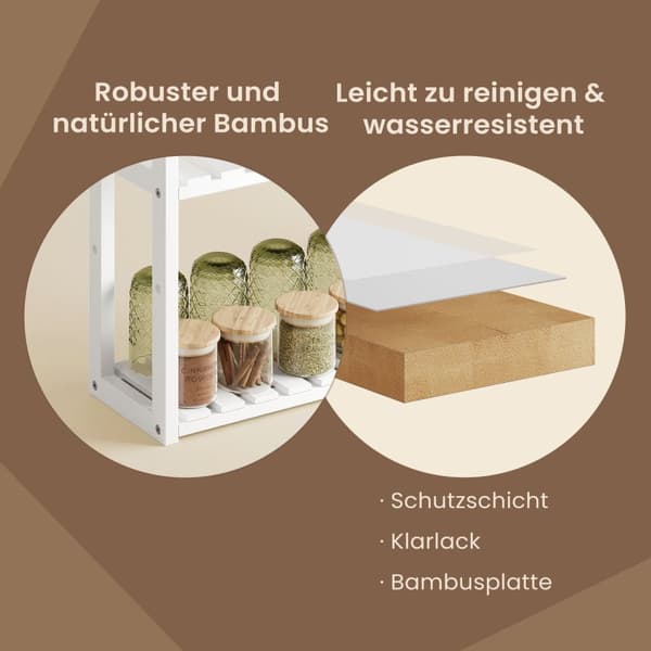 Badkamerplank, badkamerplank, plantenplank met 3 verstelbare planken
