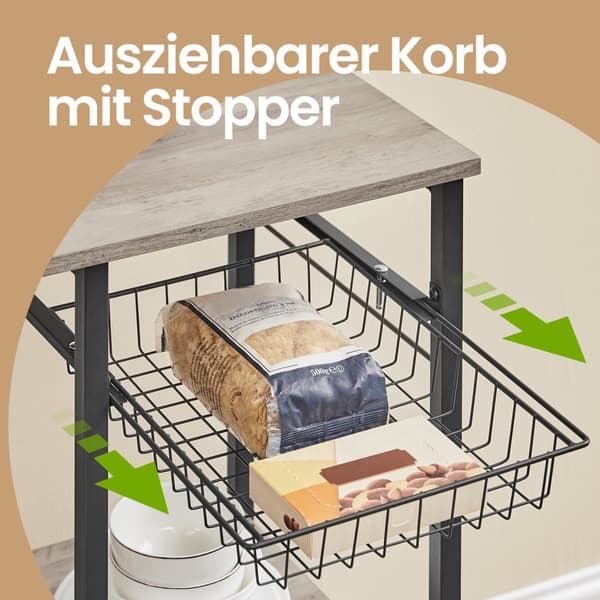 Keukenplank, staande plank, bakkersplank met metalen mand