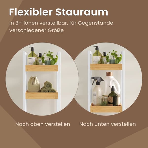 Trolley, badkamerplank, nisplank bamboe