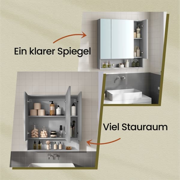 Badrumsskåp med 3 dörrar, badrumsskåp, spegelskåp