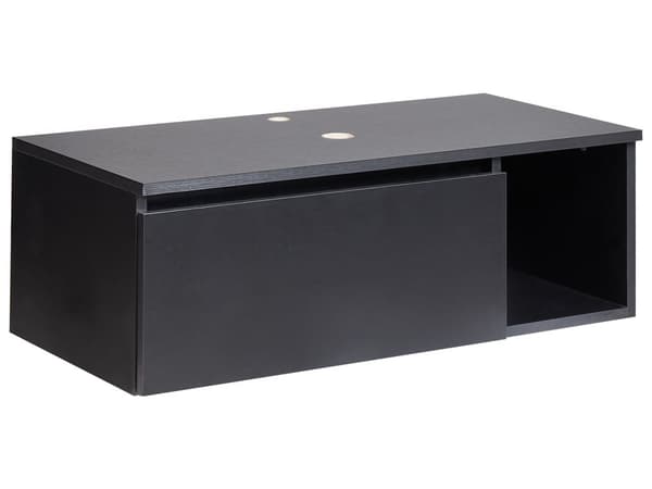 Veggmontert Baderomsskap Svart MDP-kropp 80 x 40 cm Riflet Front med 2 Hyller Forhåndsskårne Hull