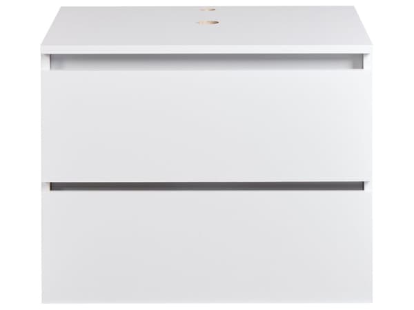 Veggmontert Baderomsskap Hvit Marmor MDP-kropp 60 x 47 cm Riflet Front med 2 Skuffer Forhåndsskårne Hull