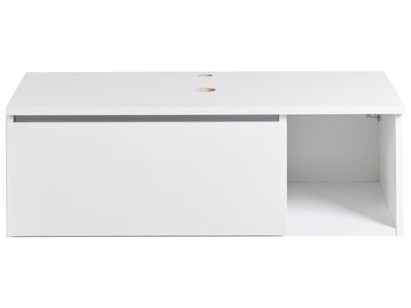 Veggmontert Baderomsskap Hvit MDP-kropp 80 x 40 cm Riflet Front med 2 Hyller Forhåndsskårne Hull