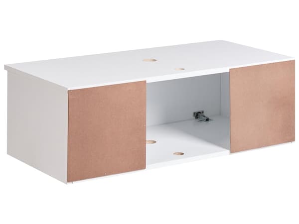 Veggmontert Baderomsskap Hvit MDP-kropp 80 x 40 cm Riflet Front med 2 Hyller Forhåndsskårne Hull