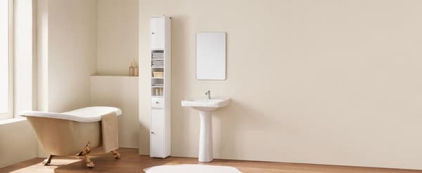 Badeværelse Høj Skab, BZR167-GW, 20x20x180 cm, Hvid