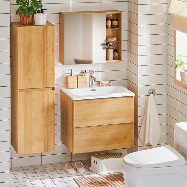 Vaskebassin med Skab, BZR174-N, 61x46x54 cm, Hvid