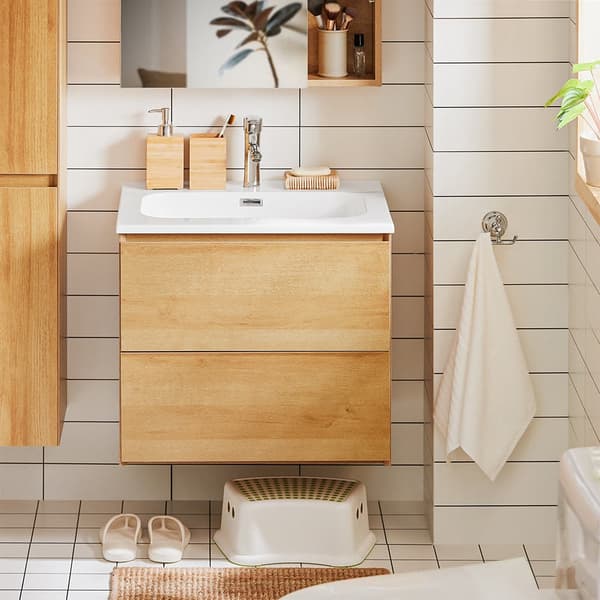 Vaskebassin med Skab, BZR174-N, 61x46x54 cm, Hvid