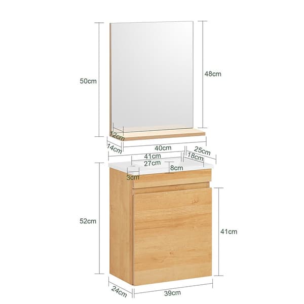 Vask med forfængelighedsenhed, BZR169-SET, 40x25x52 cm, Brun