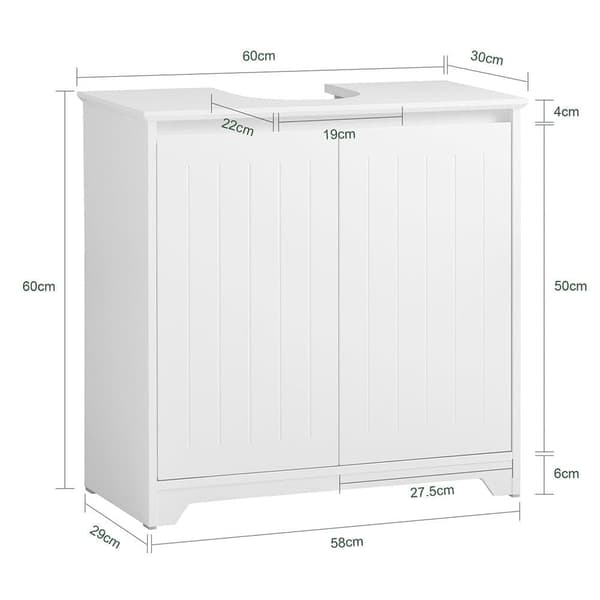 Skåp under diskbänk, BZR108-II-W, 60x30x60 cm, Vit