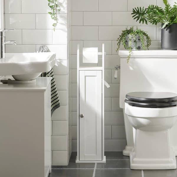 WC-paperitelinekaappi, FRG135-W, 20x18x78 cm, Valkoinen