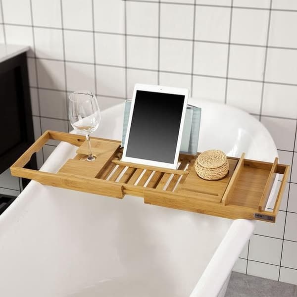Badekarshylde, FRG207-N, Bredde 22 cm, Længde justerbar 70-104 cm, Brun