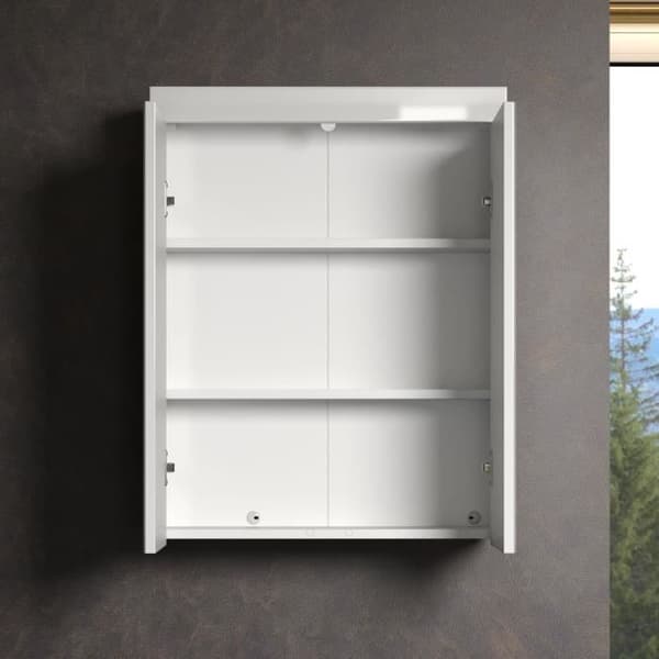 Spegelgarderob - AMANDA - 2 spegeldörrar - L60 x D17 x H77 cm - Vit