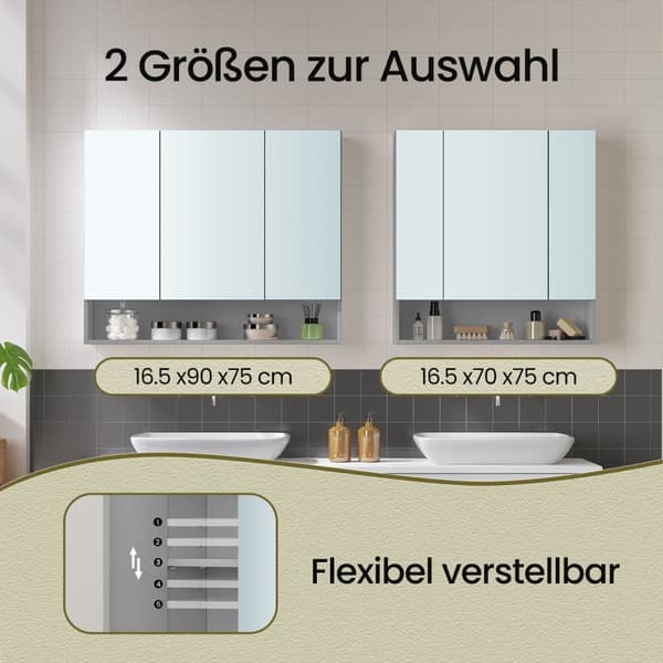 Badeværelsesskab, VASAGLE BBK129W01, 16,5x70x75 cm, Skyhvid
