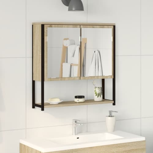 Spegelskåp för badrum sonoma-ek 60x16x60 cm konstruerat trä