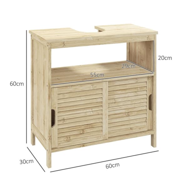 Rootz Bamboo Vanity Unit - Badrumsskåp - Lagringsarrangör - Hållbar bambu - 60 cm x 30 cm x 60 cm