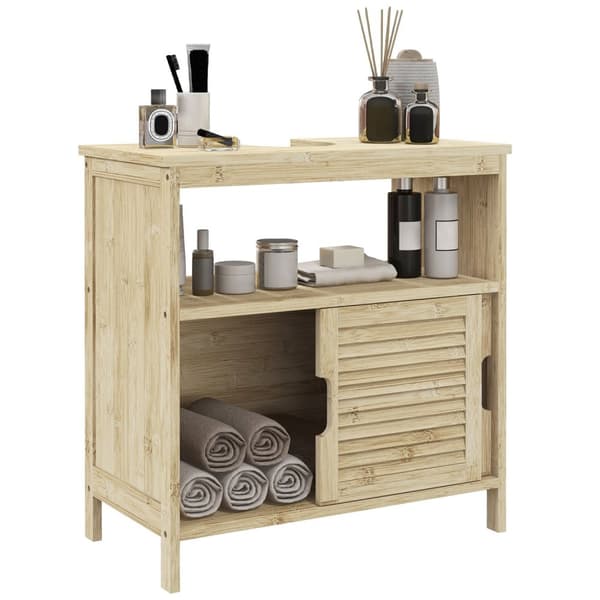 Rootz Bamboo Vanity Unit - Badrumsskåp - Lagringsarrangör - Hållbar bambu - 60 cm x 30 cm x 60 cm
