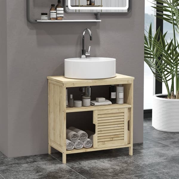 Rootz Bamboo Vanity Unit - Badrumsskåp - Lagringsarrangör - Hållbar bambu - 60 cm x 30 cm x 60 cm