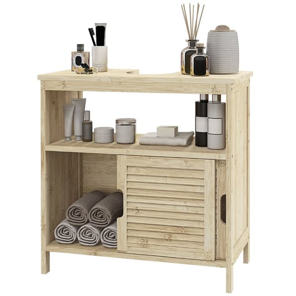 Rootz Bamboo Vanity Unit - Badrumsskåp - Lagringsarrangör - Hållbar bambu - 60 cm x 30 cm x 60 cm