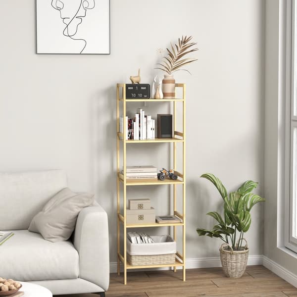 Rootz Bamboo -kylpyhuoneen hylly - säilytyshylly - Säädettävät hyllyt - Veden hylkivä bambu - 43,5 x 31,5 x 142 cm