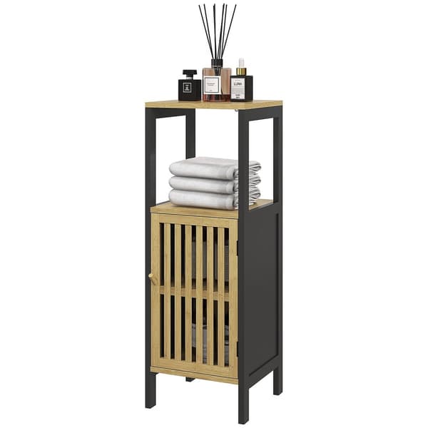 Rootz Bamboo Badeværelsesskab - Opbevaringsarrangør - badeværelse skab - ekstra plads - 32 x 30 x 90,5 cm
