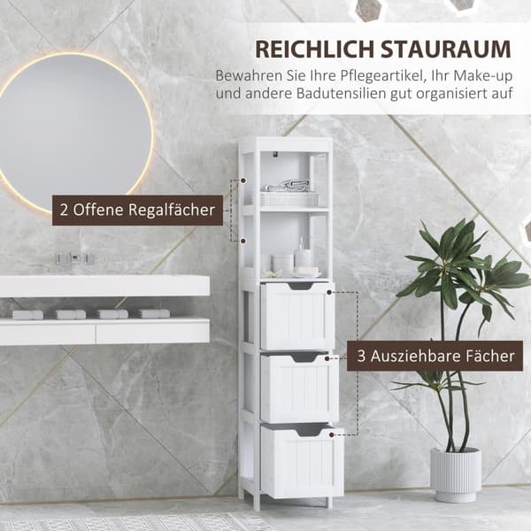 Rootz badeværelse skab - opbevaringshylde - arrangør - vandafvisende MDF - 30 cm x 30 cm x 142,4 cm - Maksimer rummet og minimer lidelsen