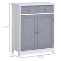 Miniatyrbillede 3 af 6: Rootz Badeværelse Skab - 2 Dørskabinet - Buffetopbevaringsskab - Elegant design - 60 cm x 30 cm x 75 cm - Grå og hvid