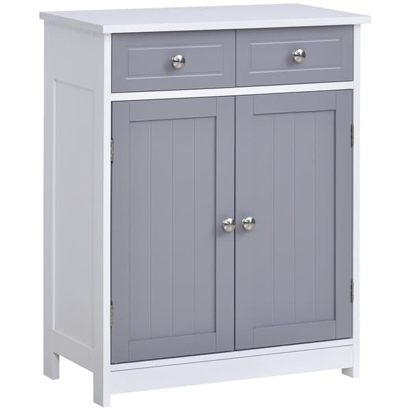 Rootz Badeværelse Skab - 2 Dørskabinet - Buffetopbevaringsskab - Elegant design - 60 cm x 30 cm x 75 cm - Grå og hvid
