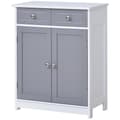 Miniatyrbillede 1 af 6: Rootz Badeværelse Skab - 2 Dørskabinet - Buffetopbevaringsskab - Elegant design - 60 cm x 30 cm x 75 cm - Grå og hvid