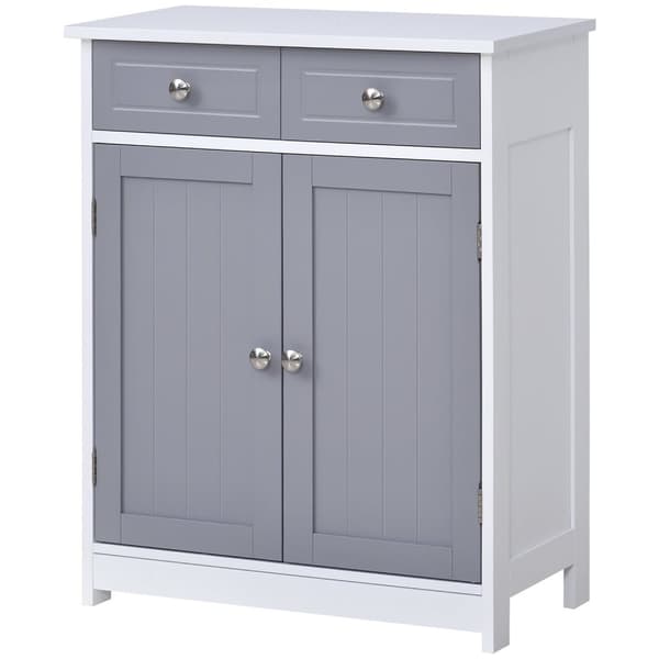 Rootz Badeværelse Skab - 2 Dørskabinet - Buffetopbevaringsskab - Elegant design - 60 cm x 30 cm x 75 cm - Grå og hvid