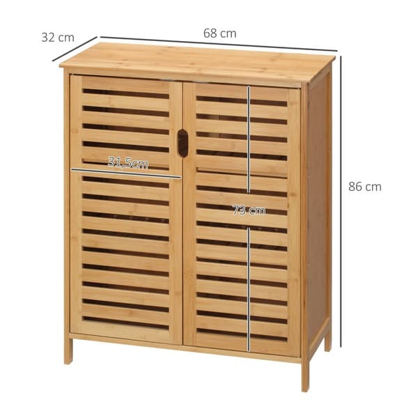 Rootz badeværelse skab - bambusopbevaring - lamella design - kompakt med rigelig opbevaring - 68b x 32t x 86h cm