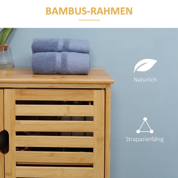 Rootz badeværelse skab - bambusopbevaring - lamella design - kompakt med rigelig opbevaring - 68b x 32t x 86h cm