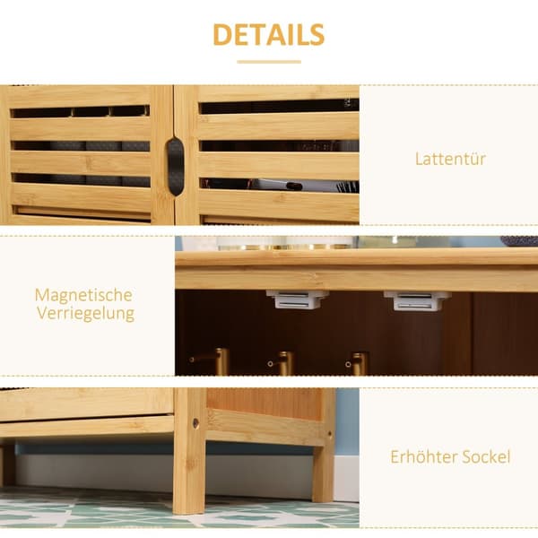 Rootz badeværelse skab - bambusopbevaring - lamella design - kompakt med rigelig opbevaring - 68b x 32t x 86h cm