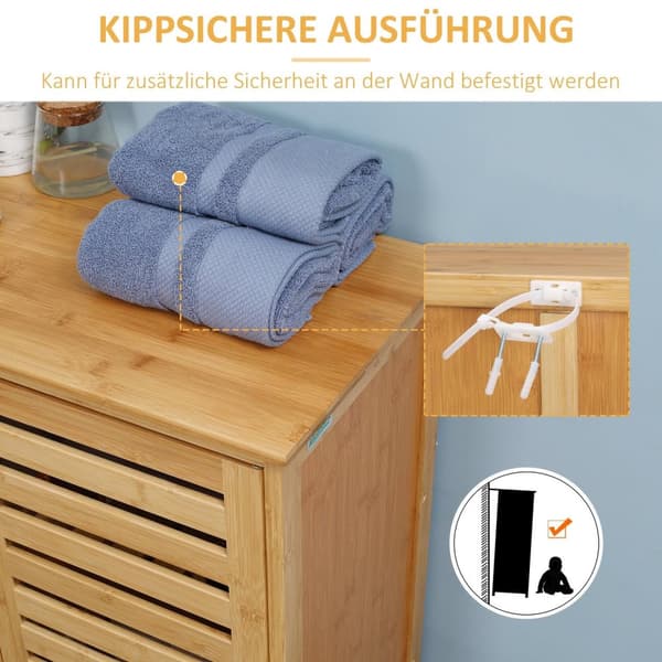 Rootz badeværelse skab - bambusopbevaring - lamella design - kompakt med rigelig opbevaring - 68b x 32t x 86h cm