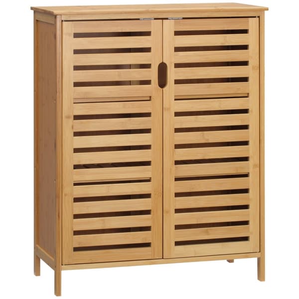 Rootz badeværelse skab - bambusopbevaring - lamella design - kompakt med rigelig opbevaring - 68b x 32t x 86h cm