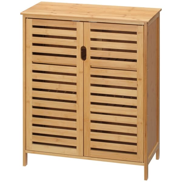 Rootz badeværelse skab - bambusopbevaring - lamella design - kompakt med rigelig opbevaring - 68b x 32t x 86h cm
