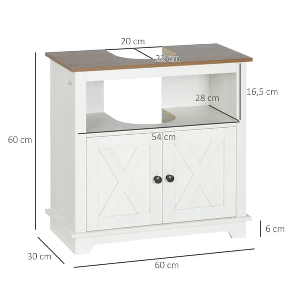 Rootz Badrumsskåp Vanity - Basskåp - Lagringsenhet - Spacebesparing - 60 x 30 x 60 cm - Vit - Optimerar utrymme under handfat