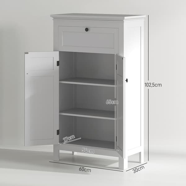 Rootz -kylpyhuonekaappi laatikossa - itsenäisesti seisova säilytys - Säädettävät hyllyt - Järjestä tyyli - 60 W x 30 D x 102,5 H CM