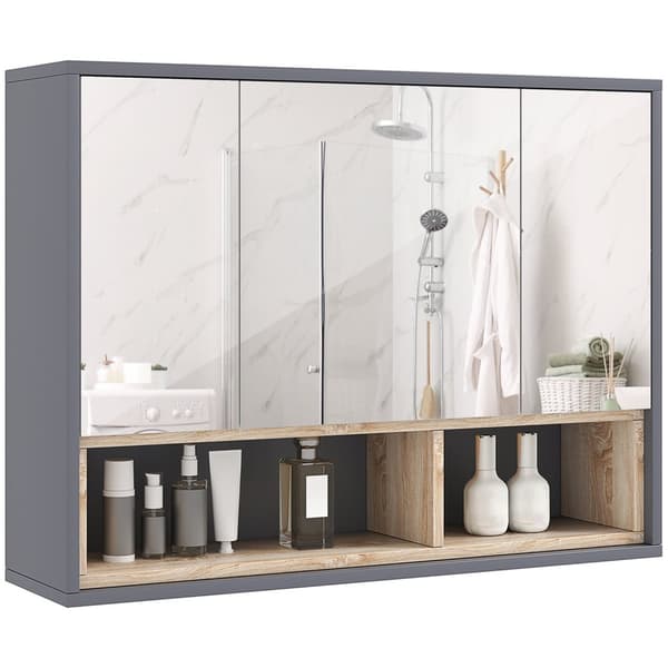 Rootz badeværelse skab med spejl - væg toiletmøbler - opbevaringsenhed - rumbesparende - MDF & glas - 80L x 20b x 60H cm