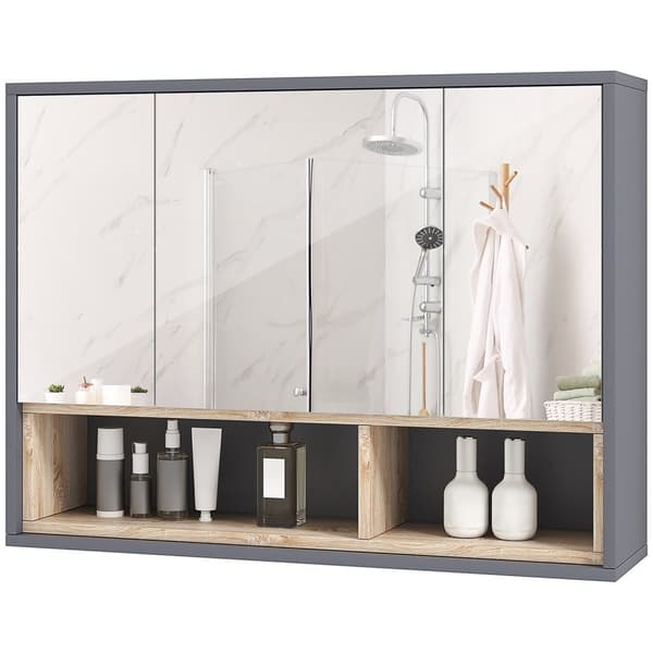 Rootz badeværelse skab med spejl - væg toiletmøbler - opbevaringsenhed - rumbesparende - MDF & glas - 80L x 20b x 60H cm