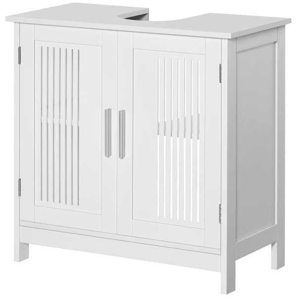 Rootz badeværelse forfængelighed enhed - rillede døre kabinet - højde -justerbar hylde - aluminiumshåndtag - 60L x 30b x 60H cm til elegant opbevaring