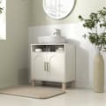 Pikkukuva 2 / 6: Rootzin kylpyhuoneen yksikön pesuallaskaappi - 2 oven kylpyhuoneen säilytys - säädettävät hyllyt - kosteudenkestävä - 60x30x63 cm